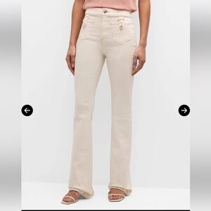 VERONICA BEARD Beverly Patch-Pocket Skinny Flare Jeans in Ecru